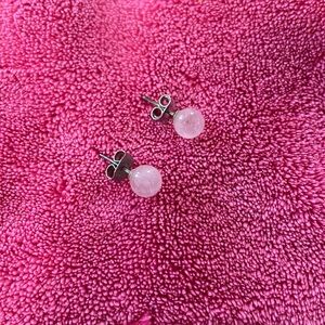 Rose quartz studs